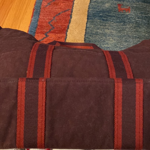 Hermes Authentic gently used canvas tote, burgundy color, made in France. - Picture 10 of 15